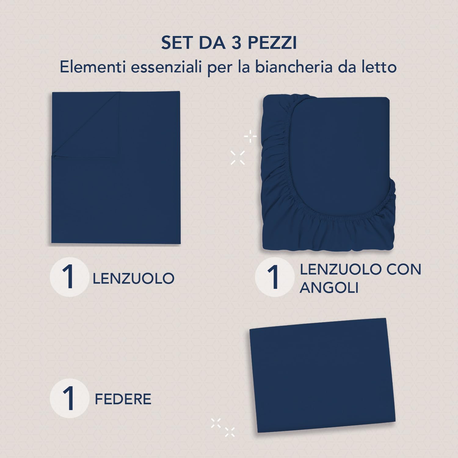 Dreamzie Lenzuola Letto Singolo 90x190 cm - Completo Lenzuola 3 Pezzi in Microfibre - Lenzuolo con Angoli - Lenzuola Sopra - 1 Federa 50x80 - Lenzuola Letto Singolo 90x190cm Blu Scuro