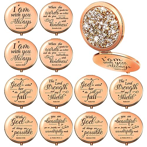 Thyle 12 Pcs Christian Compact Mirror Gifts for Women Bible