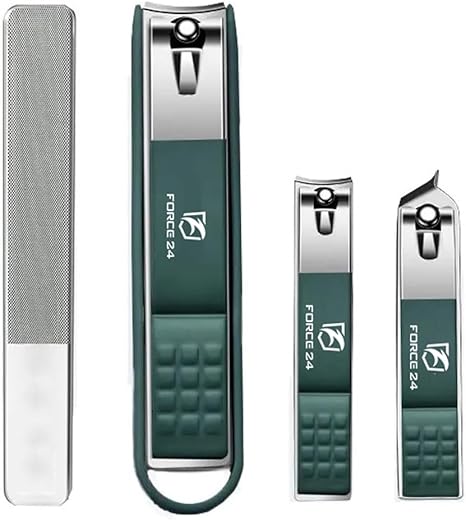 Force24 – Nail Cutter Set, Ultra Sharp Sturdy Fingernail Toenail Clipper Nail Clipper with Glass file 4 Pcs set for men women adult nail cutter set for Thick Toenails & Nails…