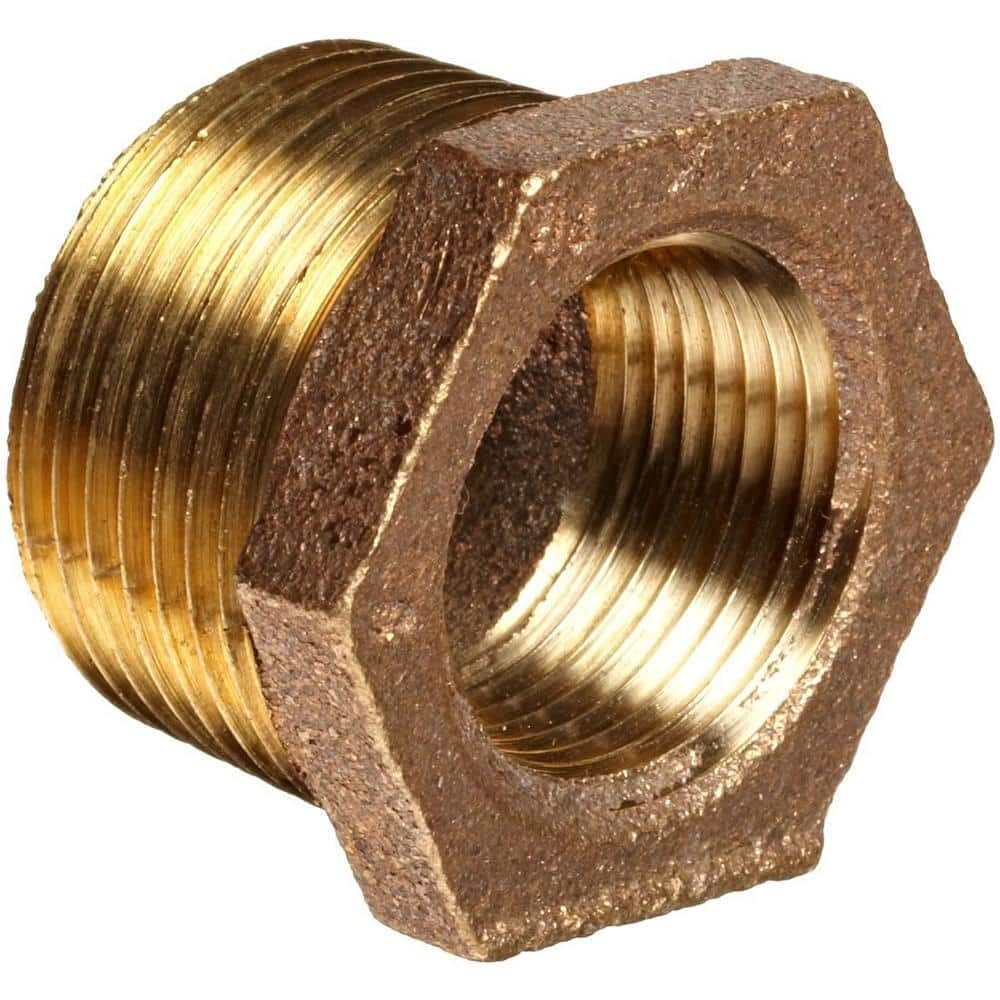 PlumberStop - 1 X 3/4 Brass Hex Bushing, Red Brass Fittings, Plumbing and Hydronic Heating, Drinking Water Safe