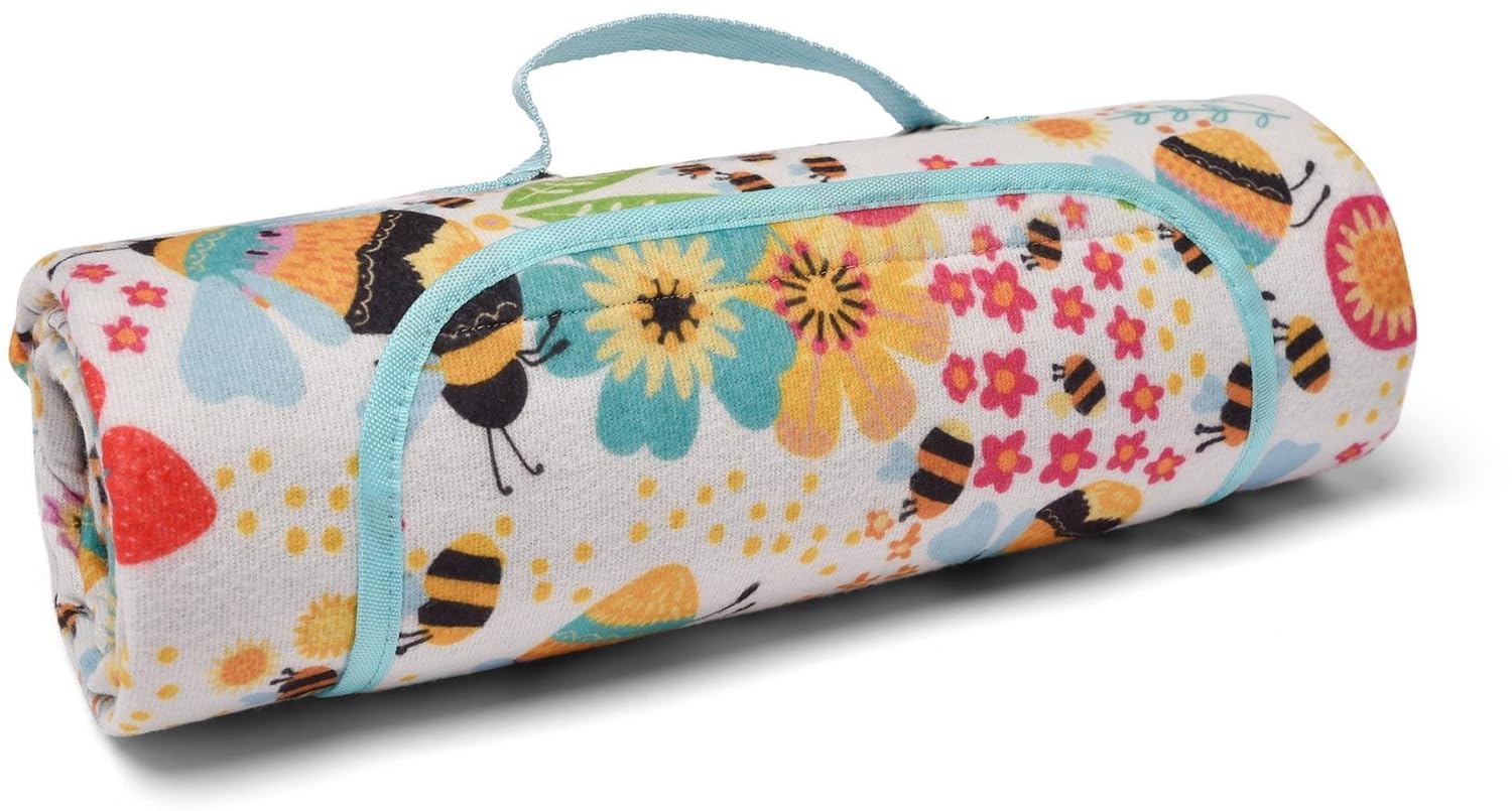 Fusion - Buzzy Bee - Waterproof Backed Picnic Blanket - 135 x 150cm in Ochre