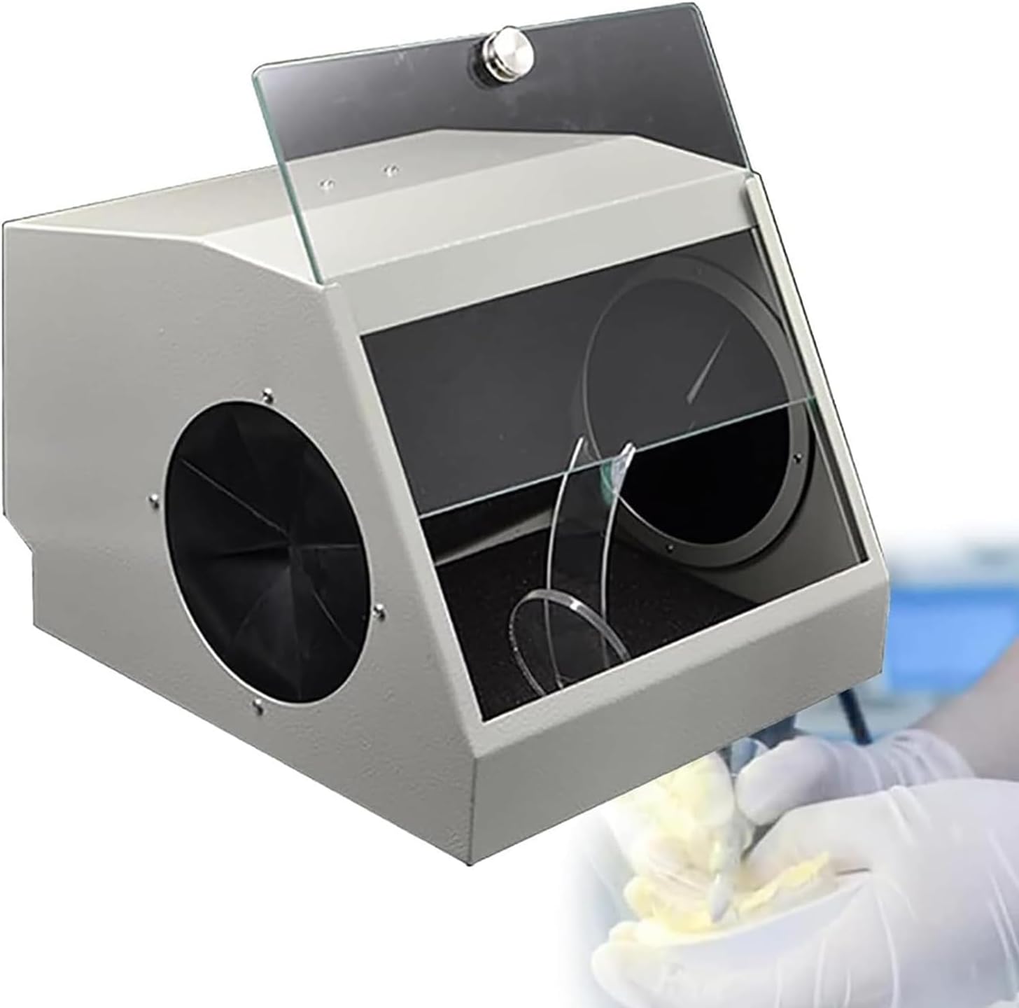 COYEUX Dental Lab Dust Box, with Double Exhaust and Filter Device/5500k LED Light Source, Pull-Out Glass Baffle, Reduce Dust Damage to Doctors