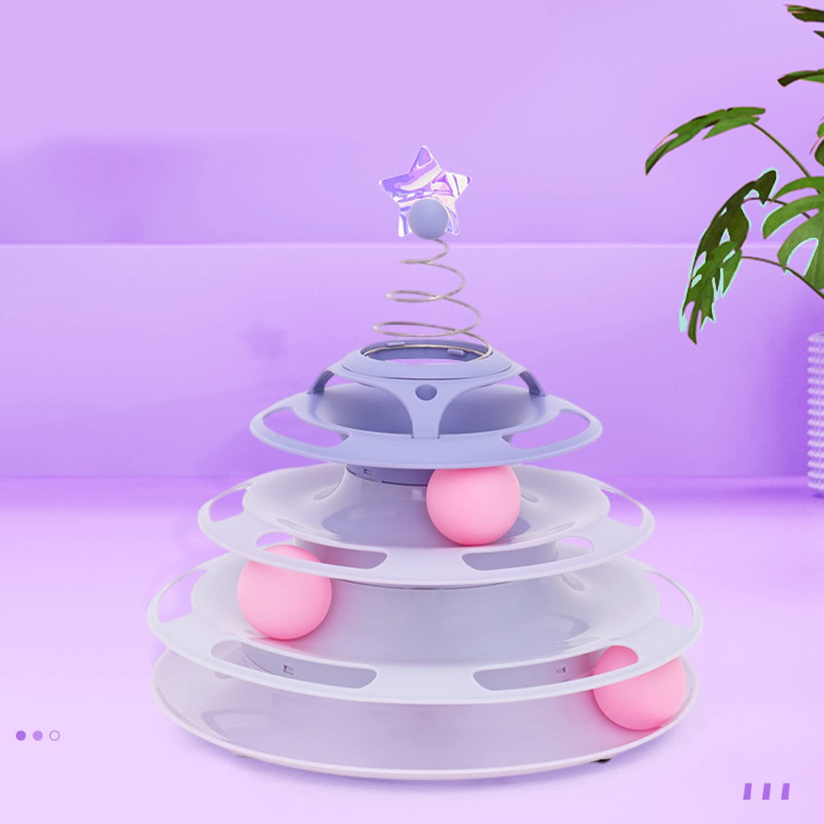 GLOGLOW Cat Toy Roller with 3 Levels, Antislip Base Interactive Turntable Track Toy Turntable Cat Toys Balls Cat Track Toy for Batting Chasing Swatting ()