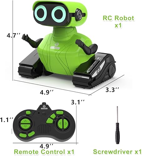Miniatura 34 de GILOBABY Juguetes robot, robot de control remoto, robots RC para niños con ojos LED, cabeza y brazos flexibles, movimientos de baile y música