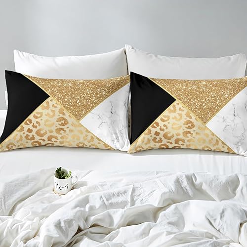 Miniatura 10 de Manfei Juego de funda de edredón de piel de animal, tamaño matrimonial, funda de edredón con estampado de cebra de leopardo con 2 fundas de