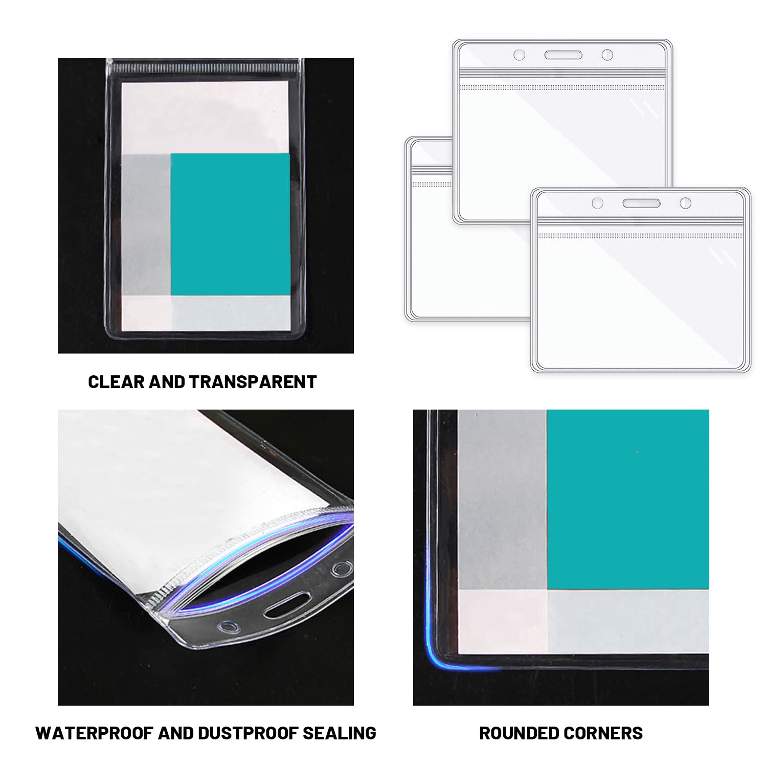 15 Pack Clear Card Holder with Clip, Badge Holder, Badge Holder, Resealable Zipper - Image 3