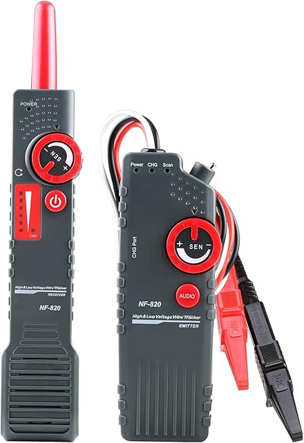 Kolsol Underground Cable Locator NF-820 Wire Locator Network Tester High & Low Voltage Cable Wire Locator with Anti-Interference to Locate Pet Fence Wires, Metal Pipes Electrical & Telephone Cable