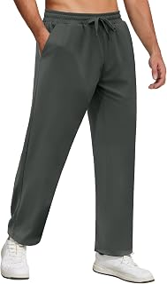 Men Jogger Yoga Sweatpants Casual Athletic Elastic Waist Pants Open Bottom Trouser Jersey Knit Pants with Pockets