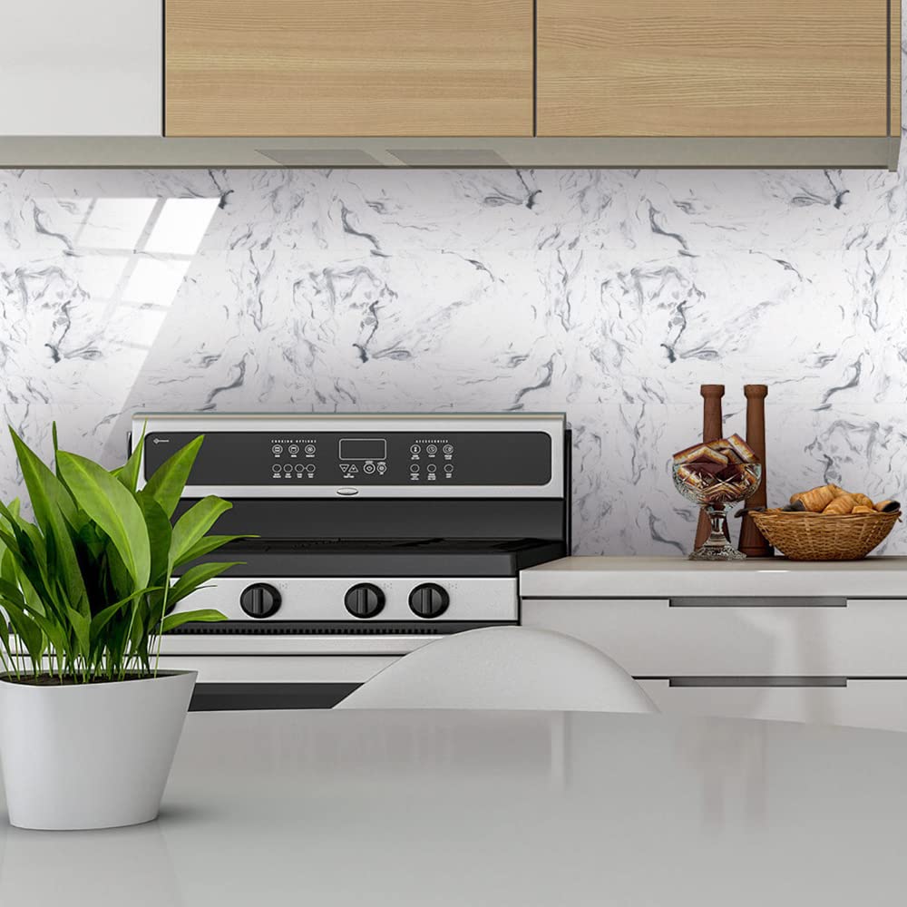 Adesivi per piastrelle di marmo per bagno cucina nuovo PVC impermeabile a prova di olio DLY bastone autoadesivo Blacksplash piastrelle adesivi 30 x 16 pollici (30x15cm(12"x6") - 32PCS, DLS038)