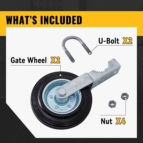 Miniatura 8 de VIVIDA Ruedas auxiliares de puerta, rueda de soporte de puerta de 6 pulgadas con marcos de tubería de 1-58 pulgadas a 2 pulgadas, rueda de granja