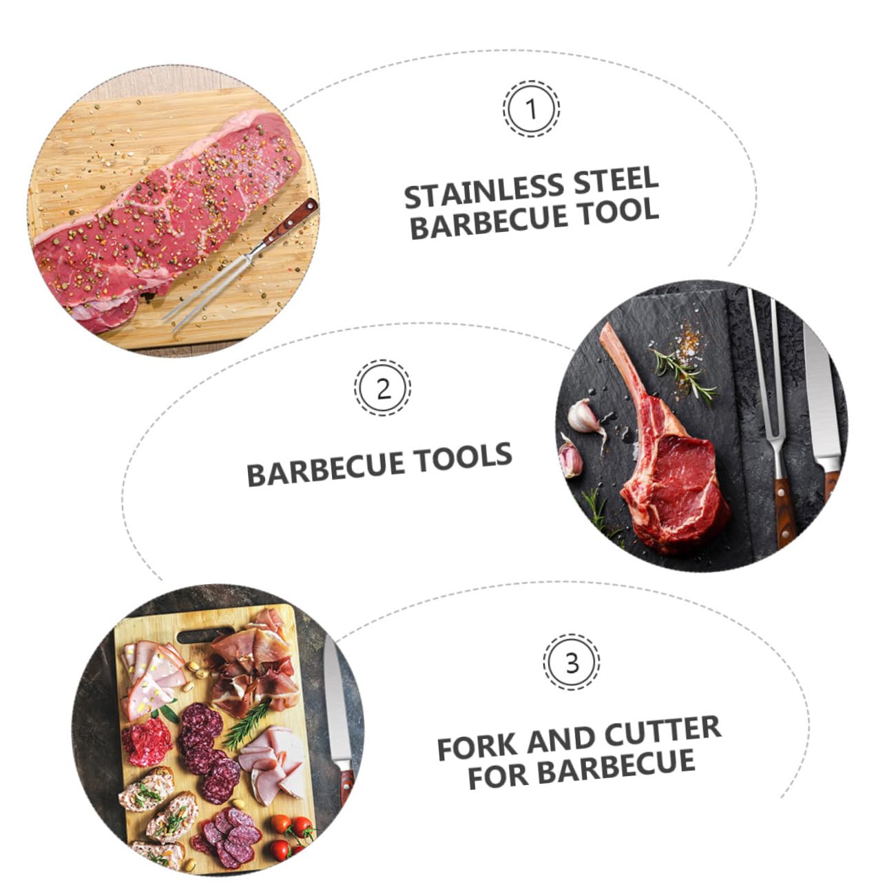 VANZACK Forchettone Barbecue in Acciaio Inox Taglierina Per Esterni Utensile Per Grigliare Facile Da Usare e Pulire Adatto Per Chef e Casalinghe