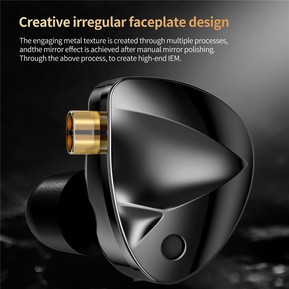 KZ D-FI Słuchawki douszne z 4-poziomowym monitorem, słuchawki z dźwiękiem stereo HiFi z przewodowym i redukcją szumów Bass Earbuds (bez mikro z przełącznikami)