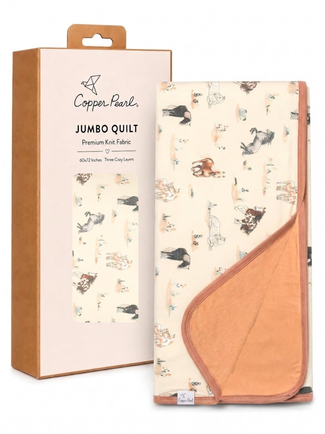 Copper Pearl Jumbo Three-Layer Baby Blanket: Soft Baby Quilts for Boys and Girls | Breathable, Cozy, Toddler Blanket | Baby Quilt for Newborns | 60x72 Premium Material | Montana