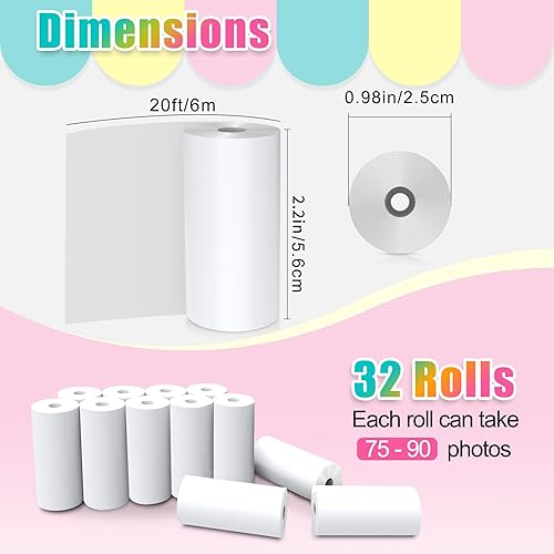 Miniatura 25 de 12 rollos de cámara de impresión instantánea para niños, papel de impresión térmica Hikkon para impresión fotográfica, impresión HD para la mayoría