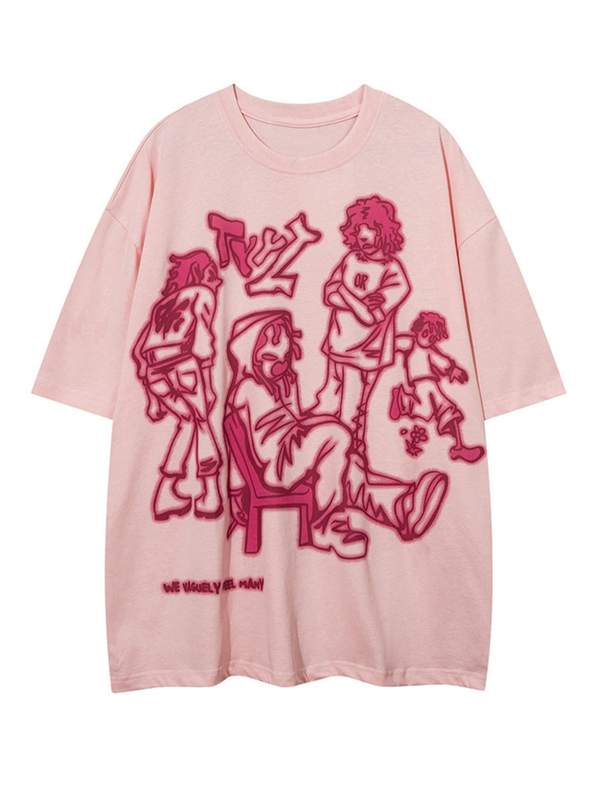 LaixtonMen's Graphic Oversize Shirt Unisex Streetwear Casual Tunic Tops Loose Harajuku Aesthetic Tee Shirt