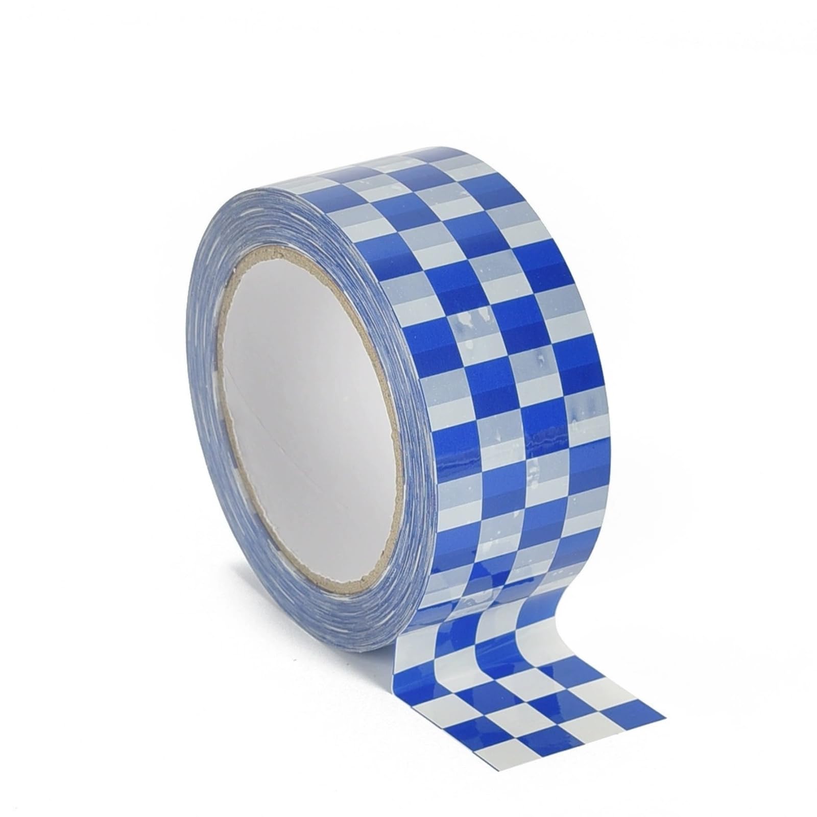 XiowDow Checkered Flag Tape 1 Rolls Packing Tape Blue White Decorative Checkerboard Pattern Packaging Tape 1.89in x 328ft Duck Tape for Shipping