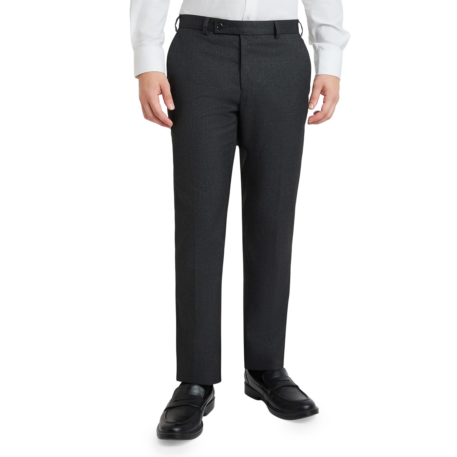 Men Slim Fit Checks Pattern Polyester Blend Pleatless Formal Trouser