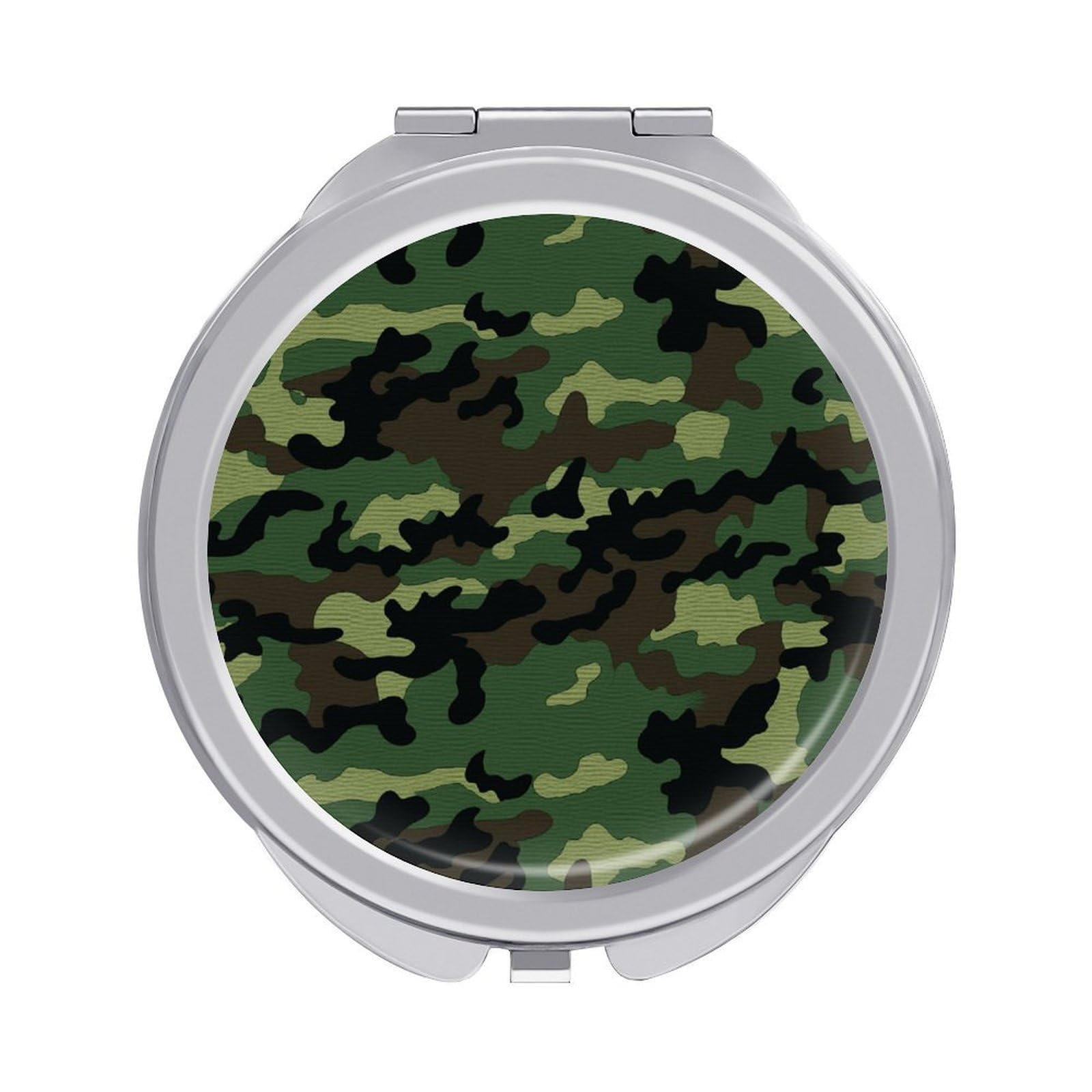 VstaDank Green Military Camo Travel Makeup Mirrors Exquisite Double-Sided 2X/1X Magnifying Folding Pocket Mirror Portable Round Handheld Mirror Mini Compact Mirrors for Outdoor Home