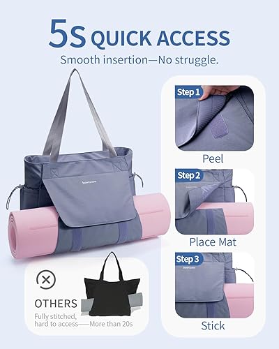 Miniatura 2 de sportsnew Bolsa para esterilla de yoga, bolsas de gimnasio para mujeres y hombres con bolsillo impermeable y gancho y bucle, almacenamiento de