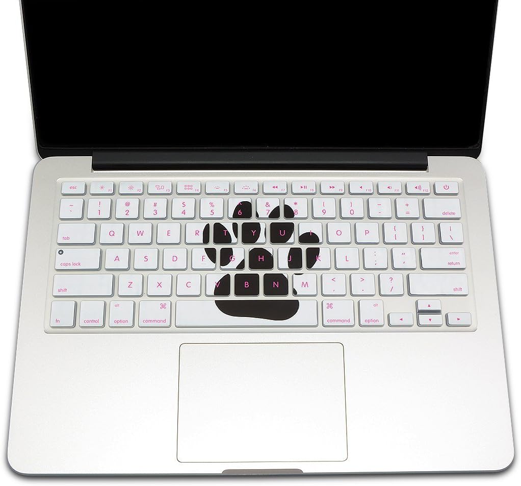 CNUALV Ultra Thin Silicon Gel Keyboard Cover Keyboard Skin for MacBook Air 13" Macbook Pro 13" (dog's paw pattern - whie)
