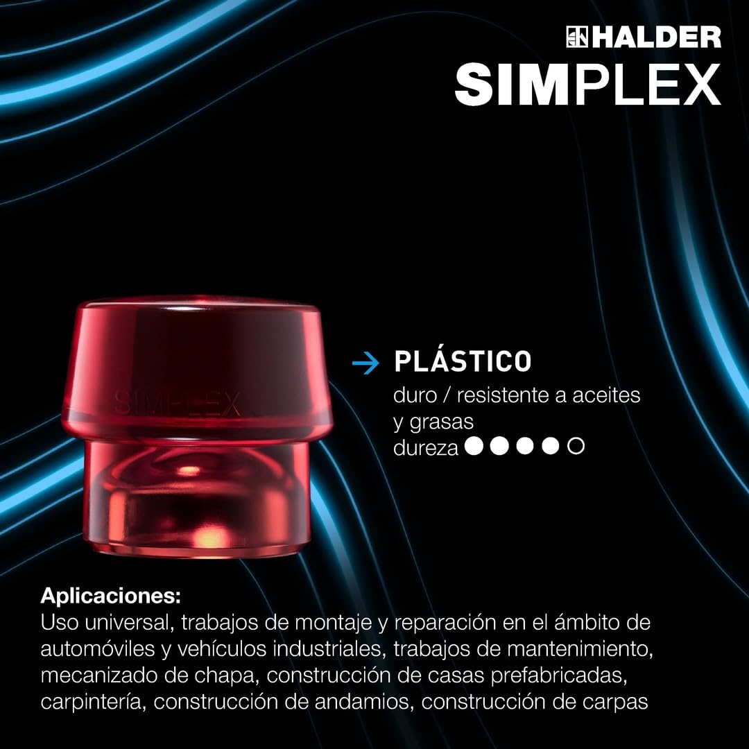 Halder 3769060 mazo de plástico/metal suave con mango con fibra, multicolor, 60 mm