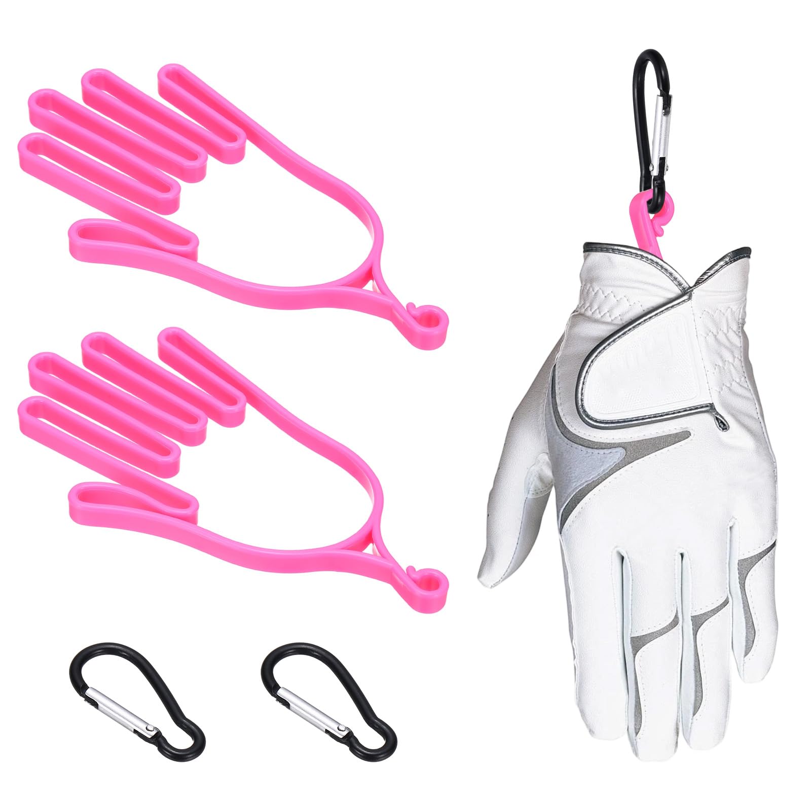 PATIKIL Golf Gloves Stretcher, 2 Pcs Plastic Keeper Support Rack Holder Dryer Hanger Frame with Hanging Hooks for Men Women Sports Gloves Maintenance, Pink