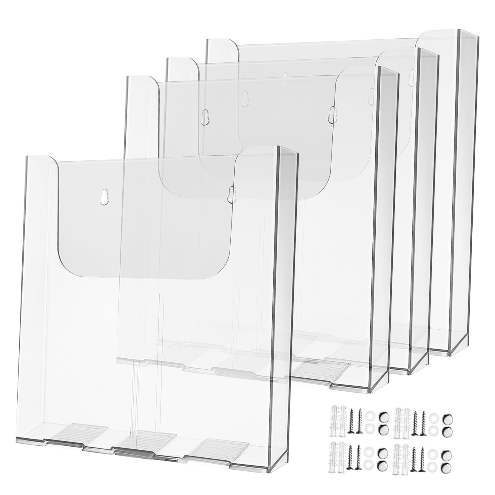 Soporte Fácil Acrílico Folletos Pared de Transparente Instalación Tamaño A4 de 4 Resistente Deformación Juego Piezas y Oficina Hogar