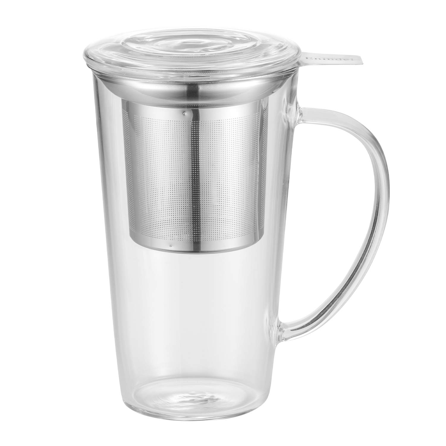 Fashion Simple Style Tea Mug with Infuser and Lid Glass Tea Cup 16 OZ (16 OZ Glass Set of 1)