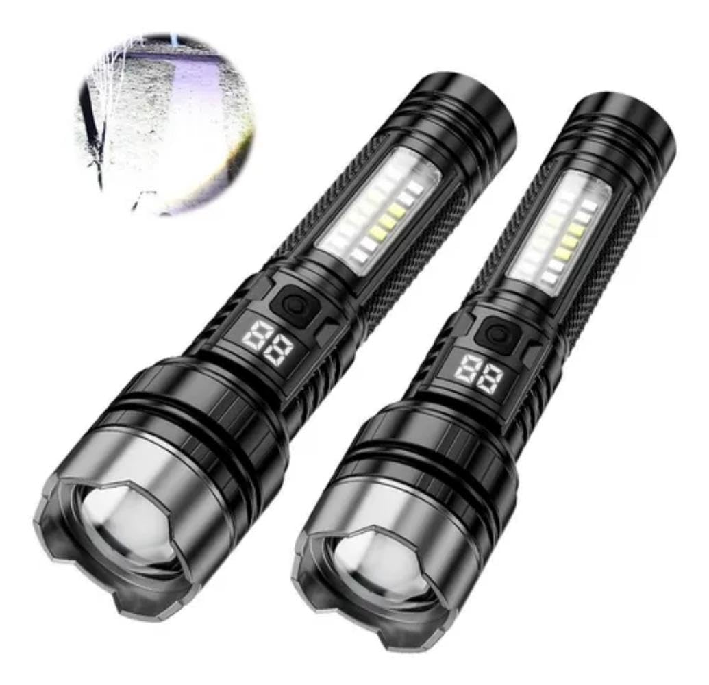 2 x Rechargeable LED Flashlight, Portable Hand Lamp, Night Vision Tool Portable Flashlight Lamp 1600 Lumens, Tactical Lamps with 5 Light Modes-image-43