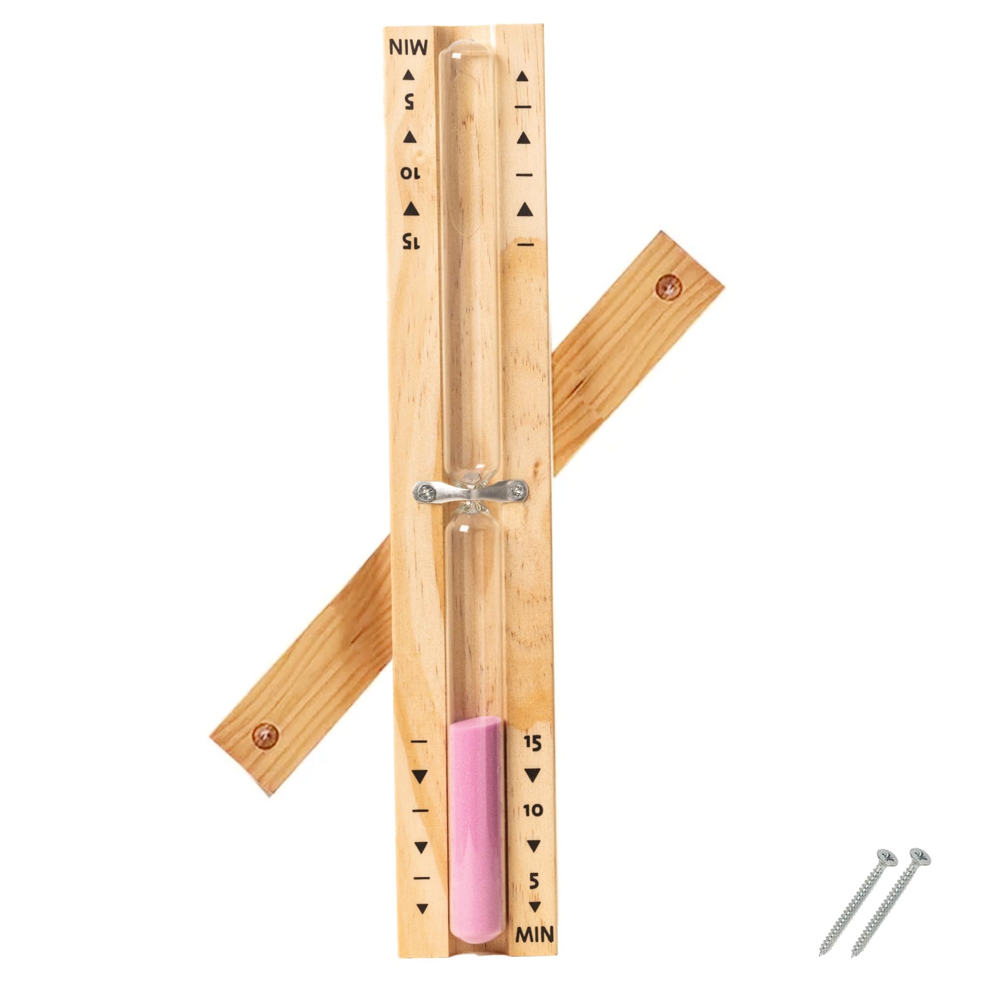 Sablier de sauna en bois de 15 minutes – Horloge murale rotative résistante à la chaleur (rose)