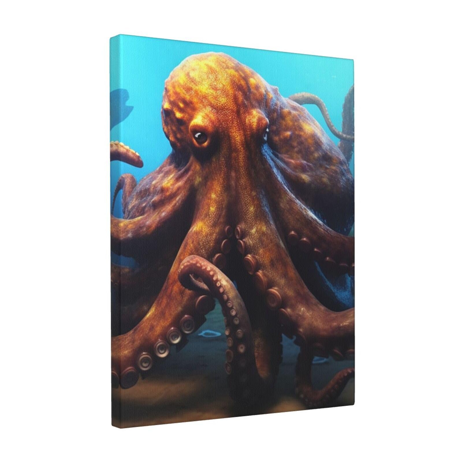 FodPand Huge Octopus Canvas Wall Art for Living Room Wall Decor 12"x16" Modern Artwork Painting Pictures Hanging Canvas Prints Aesthetic Wall Art for Bedroom Bathroom Office Wallart Decor