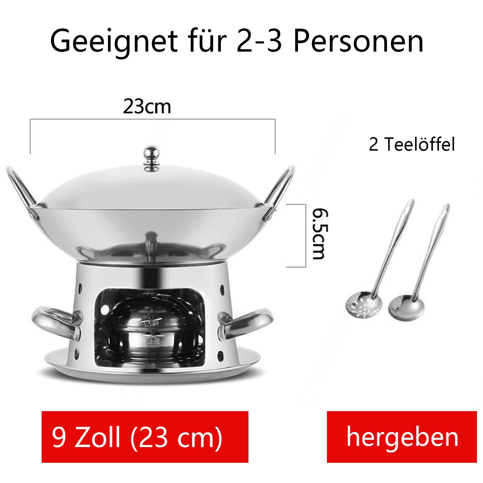 Spirituskocher Für Den Innenbereich, 2-Flammiger Spirituskocher, Tragbarer Spirituskocher Für Camping Mit Topf, Campingkocher Aus Edelstahl Für Den Innenbereich, 3, 8 Zo,9in