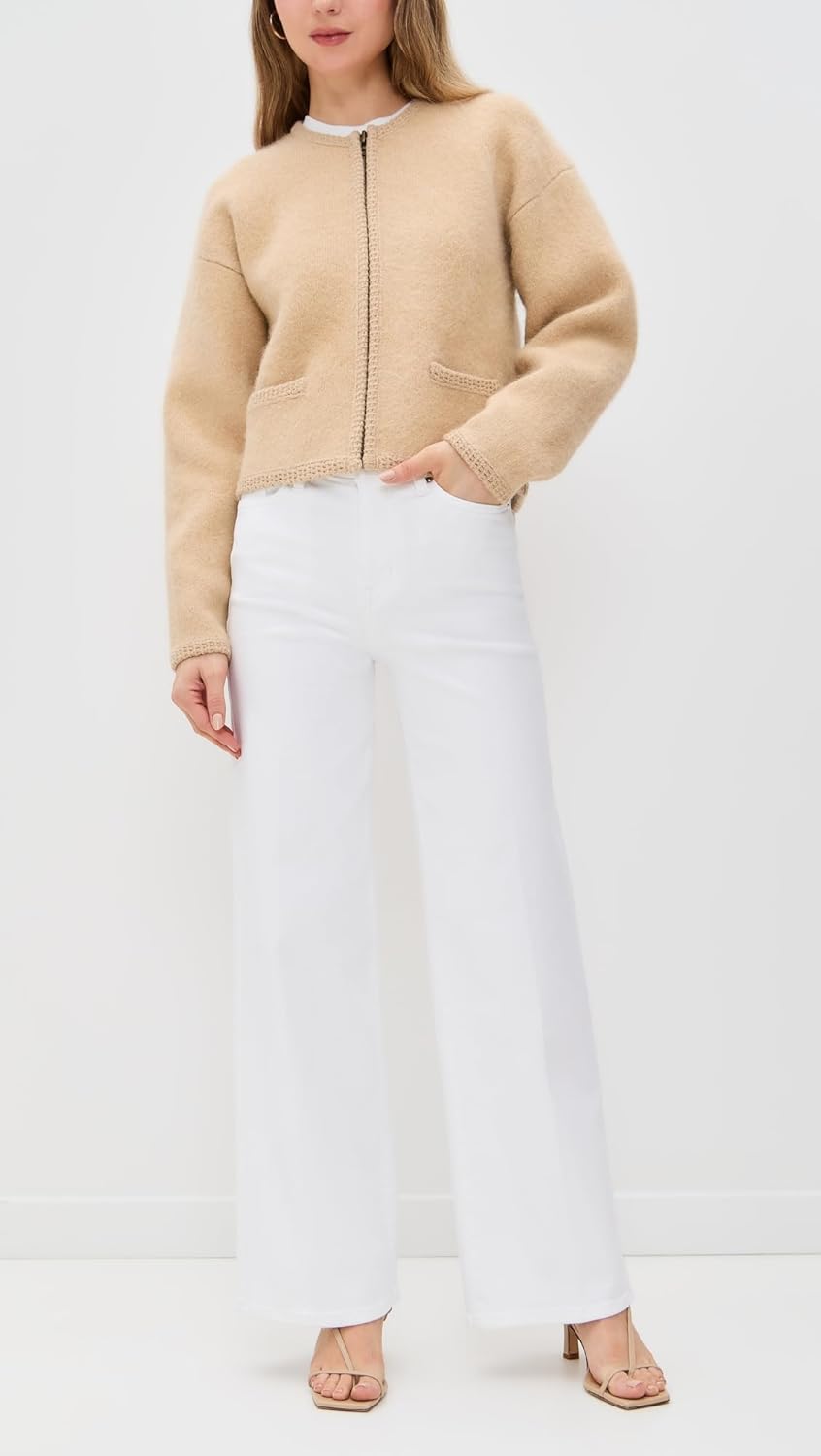 FRAME Women's Le Slim Palazzo Jeans, White, 32 - Image 5