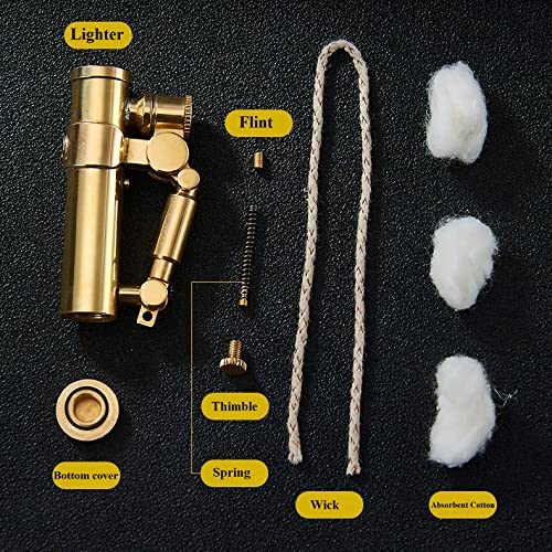 Vintage Antique Lighter,Cool Lighters For Smoking,Reusable Trench Kerosene Cigarette Lighter,Handmade Brass Lighter For Men Dad Husband (Gloden) #TOP3