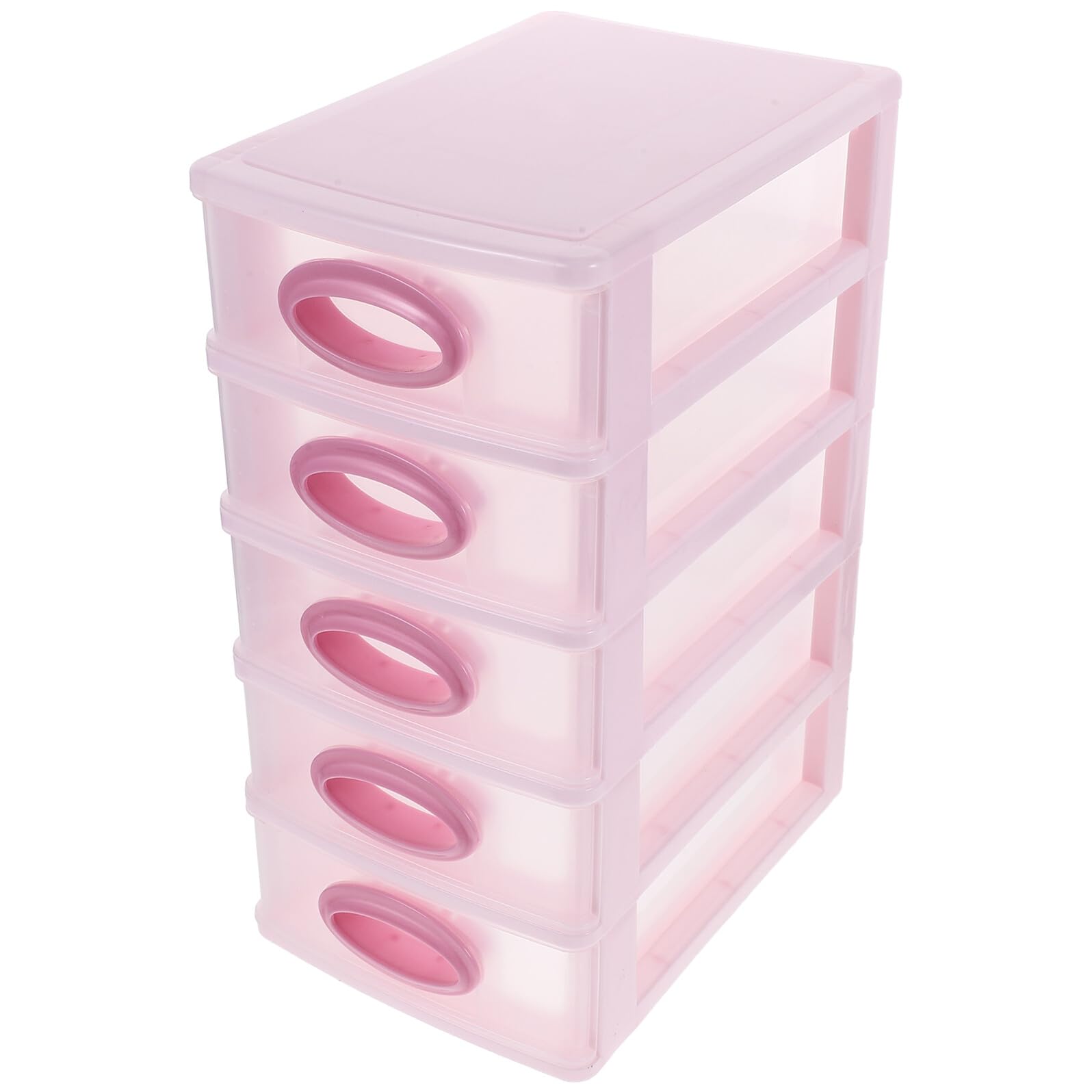 Ipetboom Organizzatore da Scrivania 5 Cassetti in Pp Rosa, Mobiletto Porta Cosmetici e Cancelleria, Design Semplice e Pratico, Facile da Montare per Ufficio e Uso Quotidiano
