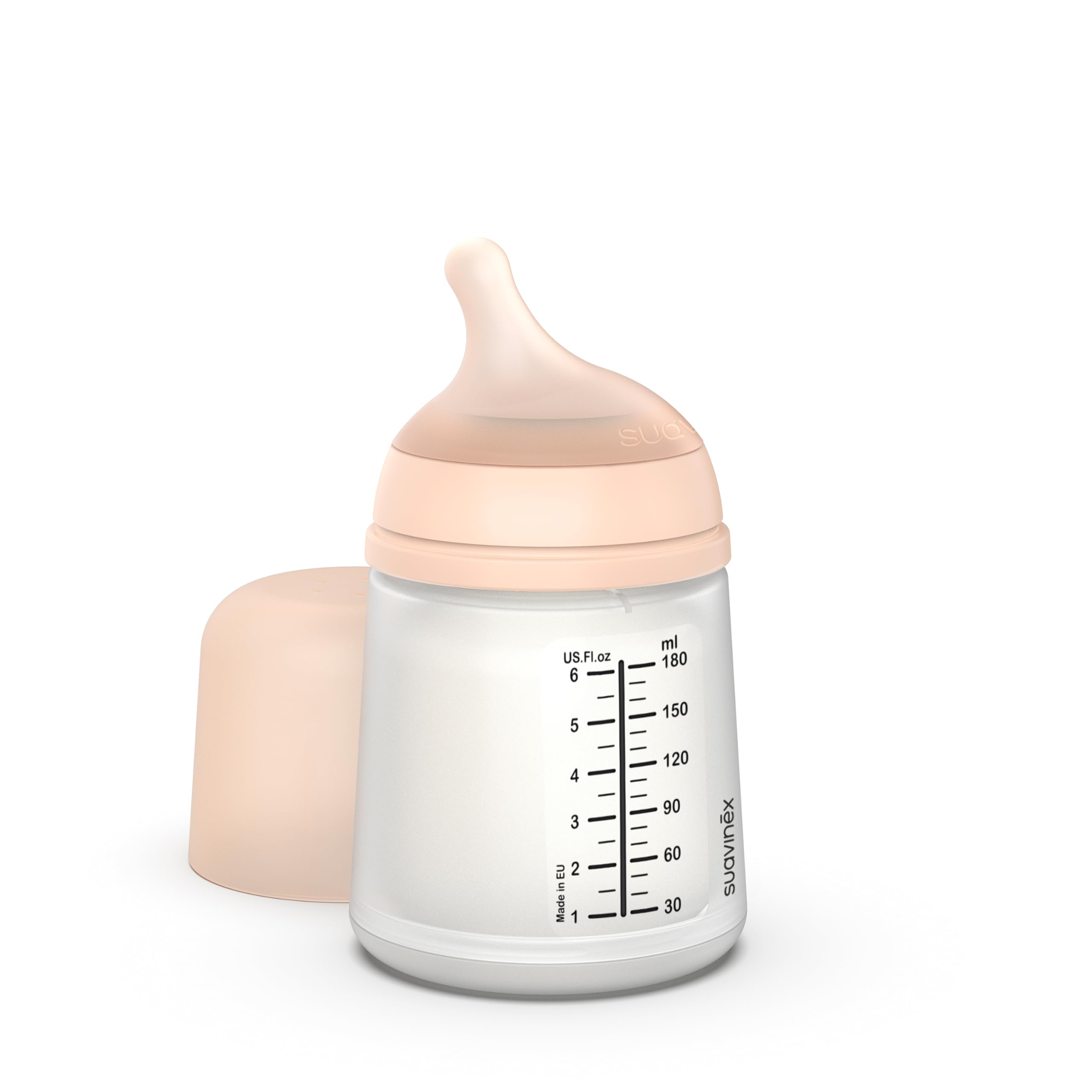 Suavinex, Zero Zero Anti-Kolik Babyflasche mit langsamem Nahrungsfluss (S) aus Silikon, +0 Monate, Babyflasche für Neugeborene, kompatibel mit dem Stillen, 180 ml