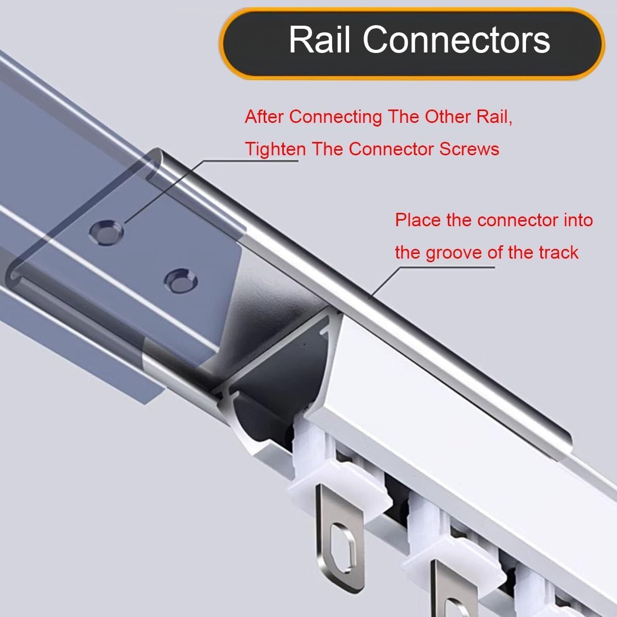 Rieles de aluminio for cortinas, rieles for techo, separadores ambientes, barras individuales for con rodillos y tapas extremo(White,7.2FT/220CM)