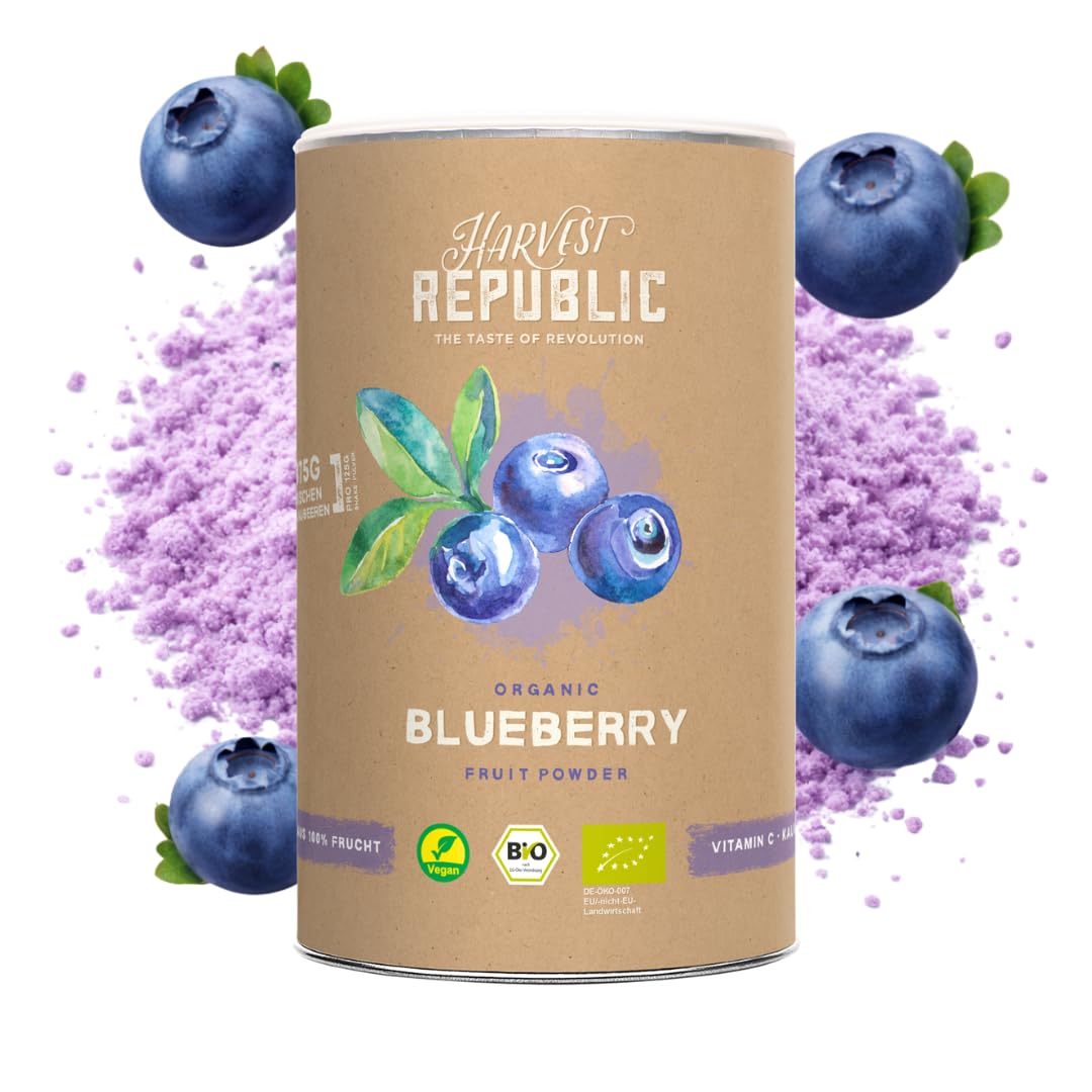 Harvest Republic Bio dzika jagoda w proszku z liofilizowanych owoców, idealna do koktajli, owsianki i miseczek śniadaniowych, 100% proszku owocowego bez dodatku cukru (125 g)