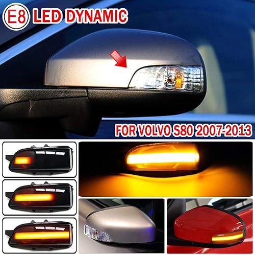 Miniatura 2 de Hacreyatu Indicador de espejo lateral dinámico LED intermitente luz intermitente para Volvo C30 C70 S60 S40 S80 V40 V50 V70 2007 2008