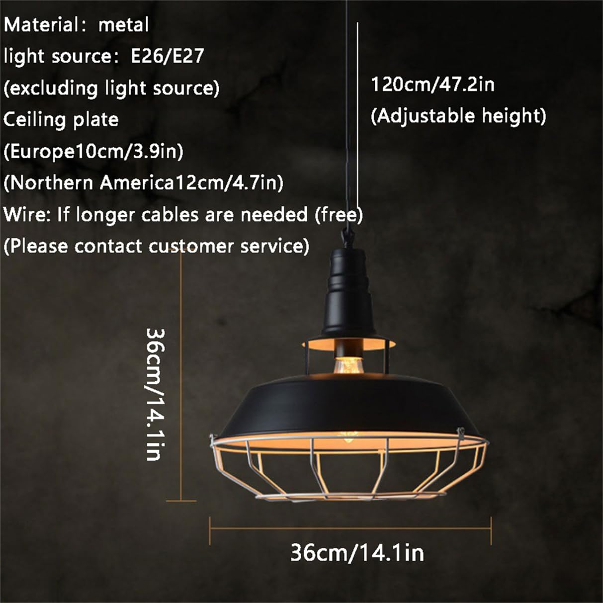 Lampada A Sospensione In Stile Moderno Metà Secolo, Grande Cestello
