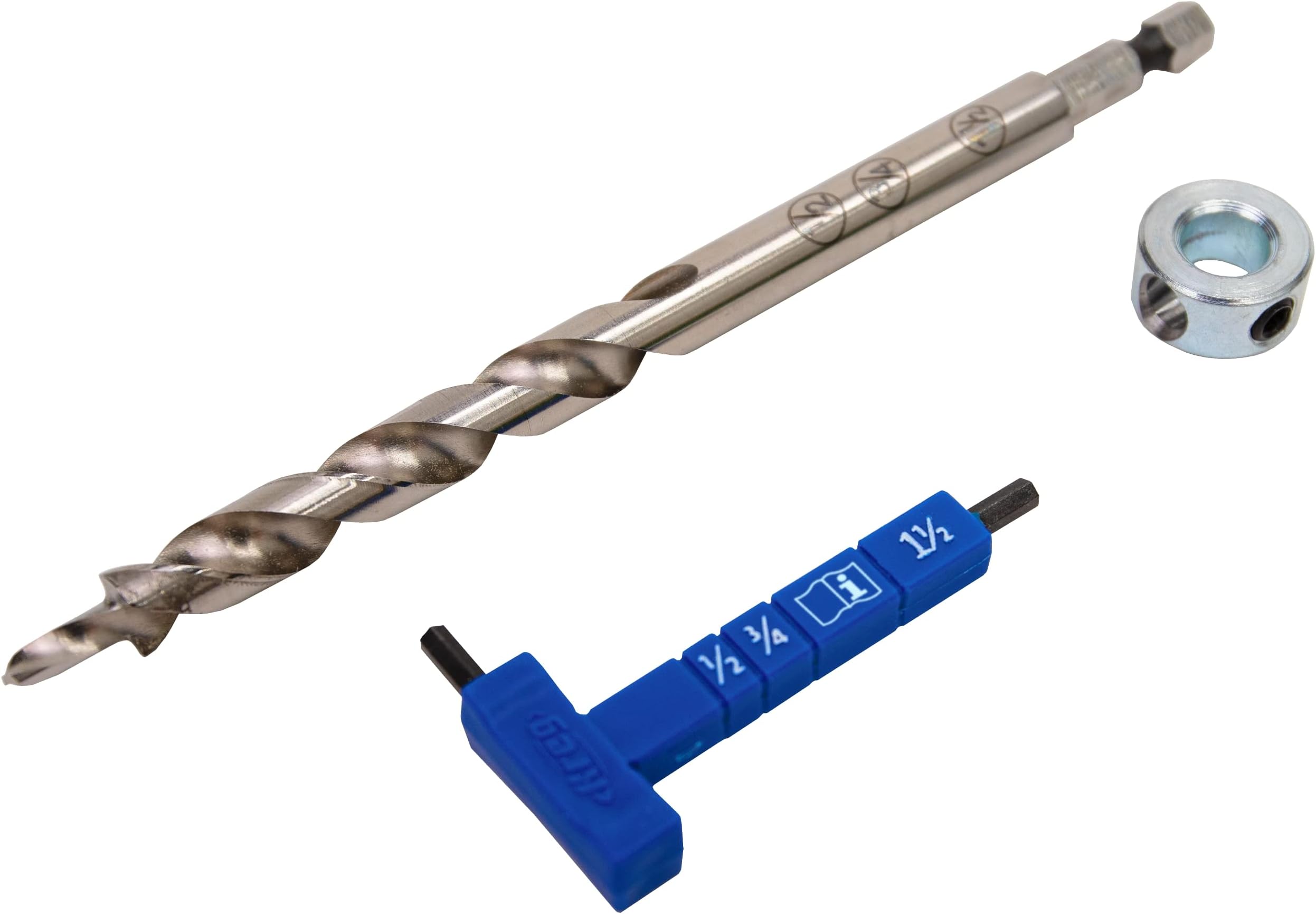 Easy-Set Pocket-Hole Drill Bit with Stop Collar & Gauge/Hex Wrench, KPHA308