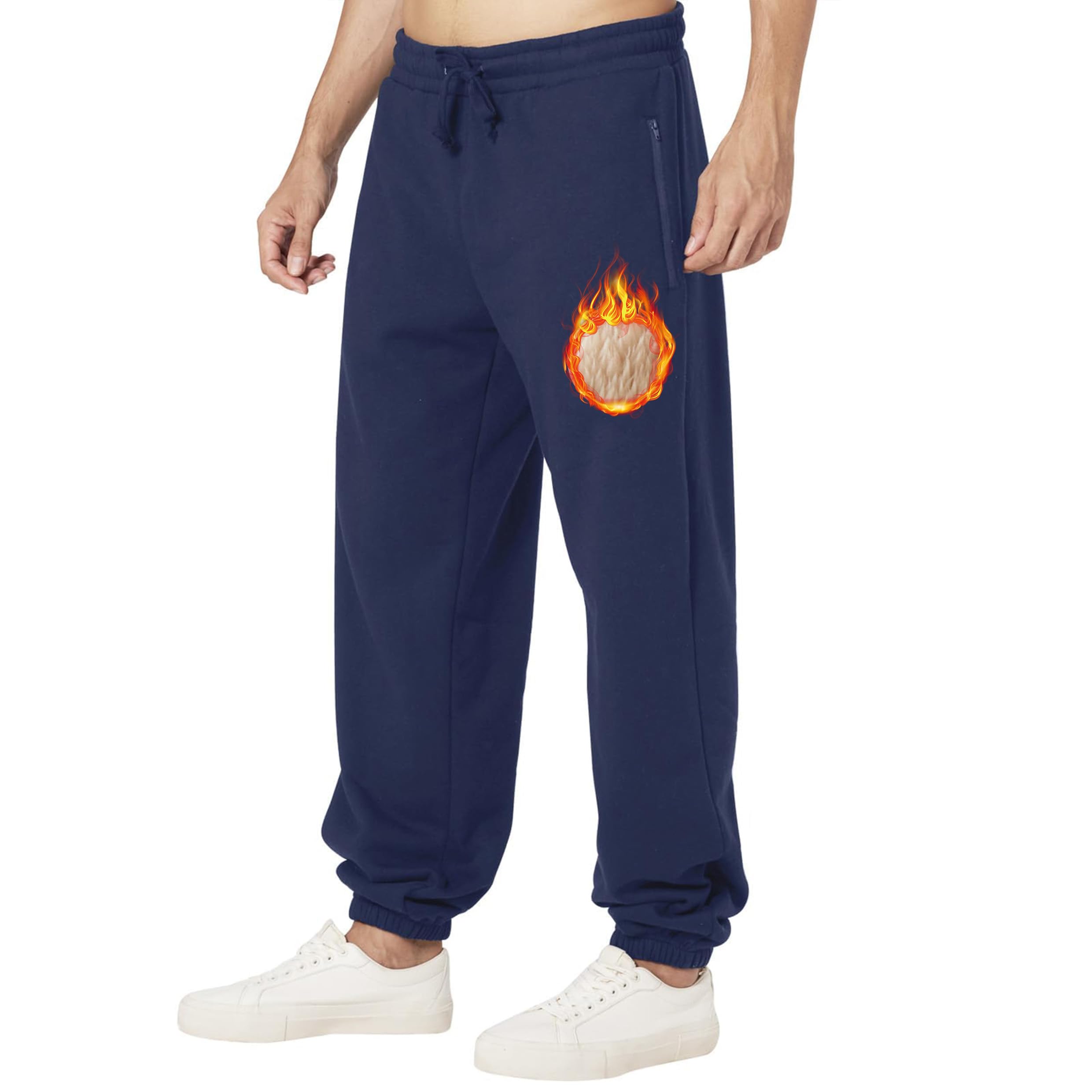 ineepor Pantaloni Tuta Uomo Invernali Pantaloni Termici Sportivi Uomo Felpata Pile Foderato Sherpa Joggers Pantaloni Larghi Baggy Cerniera Tasche Laterali