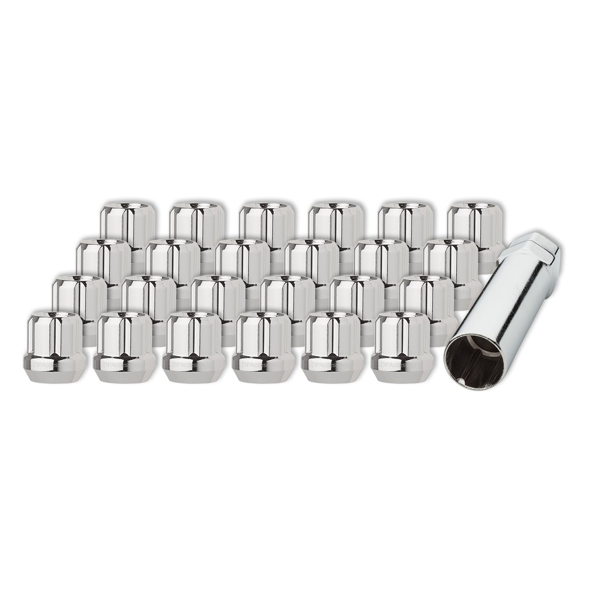 DPAccessories 24 Chrome 7/16-20 Open End Spline Tuner Lug Nuts for Aftermarket Wheels LOS2L1HC-CH04024