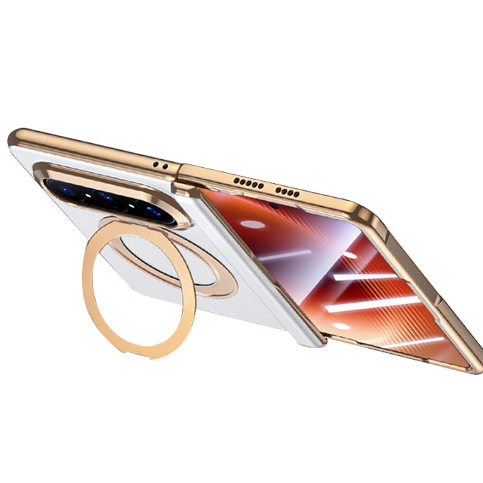 Coque Huawei Pura X Max antichoc blanc étui en cuir avec anneau et protecteur d'écran