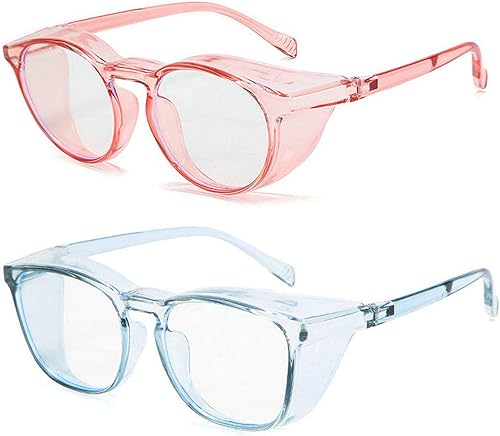 Anteojos de seguridad para mujer, antiniebla, con bloqueo de luz azul y de rayos UV400, protección lateral, 2 unidades
