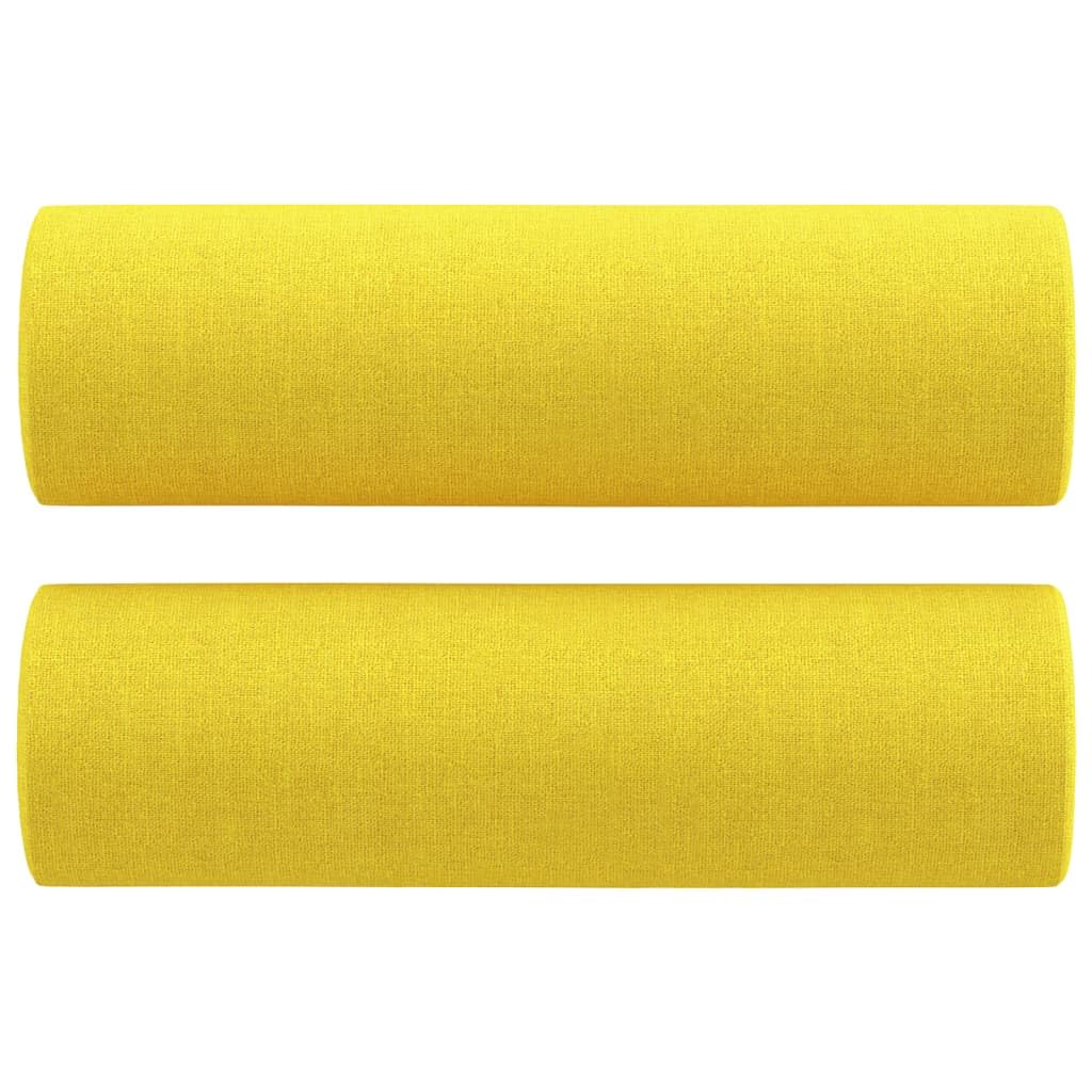 Juego de 2 piezas de sofá con cojín de ruedas, tejido amarillo claro para salón, resistente y transpirable, asiento acolchado grueso y reposabrazos, estructura de madera contrachapada