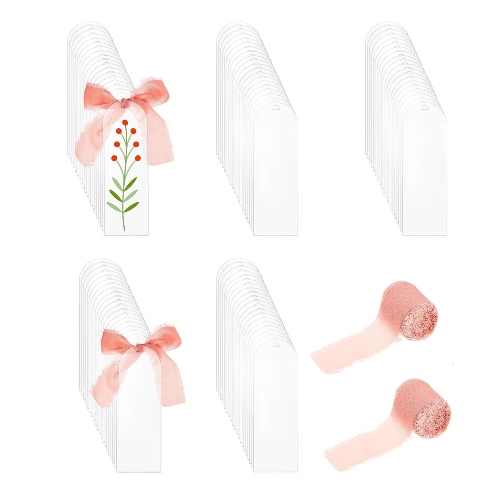 Marcapáginas acrílicas en blanco - 100 marcadores | Marcapáginas acrílicas con 2 rollos de cinta | Para proyectos creativos, escuela, hogar, biblioteca, estudios, descuento