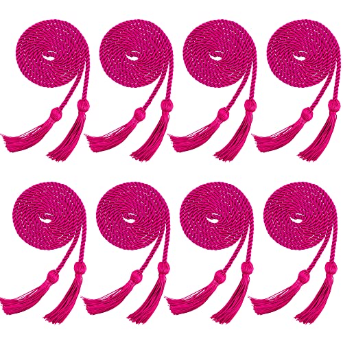 Image of Trounistro 8 Pieces Graduation Cords Yarn Honor Cords with Tassel for College Graduation Students (Fuchsia)