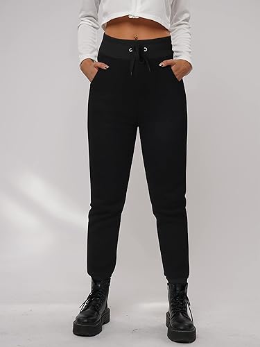 Miniatura 6 de URATOT 1 paquete de pantalones deportivos con forro de sherpa para mujer con bolsillos pantalones deportivos con forro polar