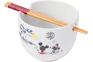 Disney Mickey and Minnie Watercolor Watching the Sunset 20-Ounce Ceramic Ramen Noodle...